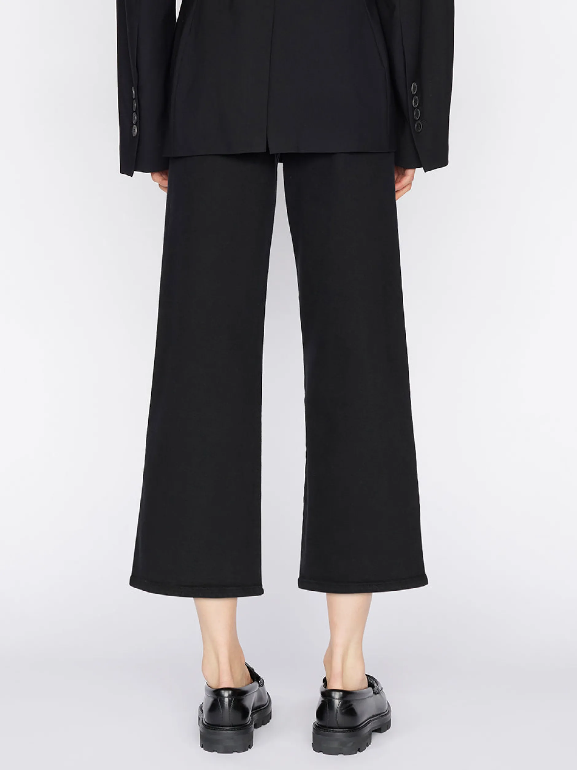 FRAME The Jetset Wide Crop in Sheen Noir<Women Wide Leg
