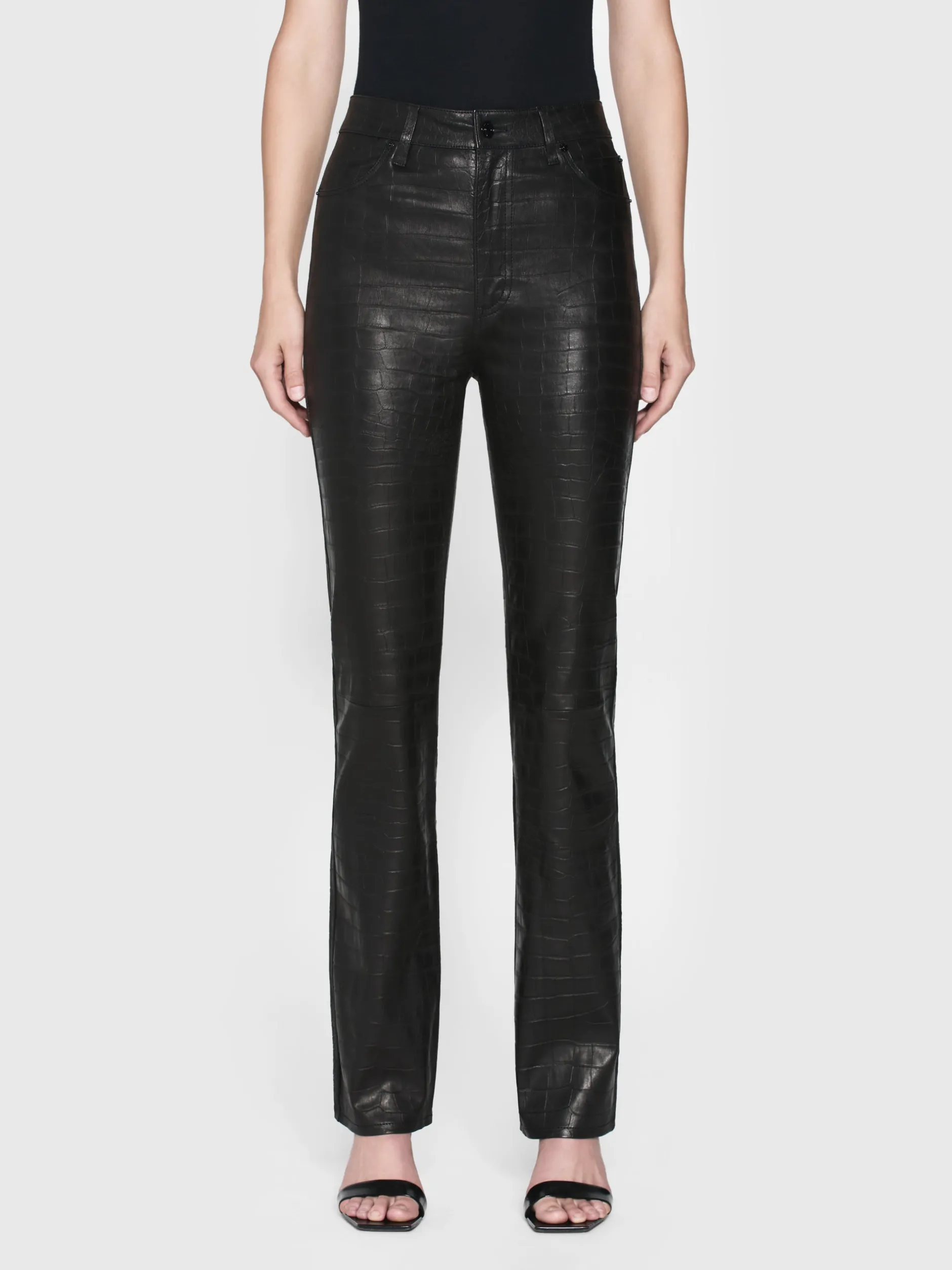 FRAME The Leather Ruler in Black Croc<Women Leather & Suede|Pants