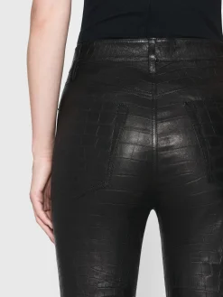 FRAME The Leather Ruler in Black Croc<Women Leather & Suede|Pants