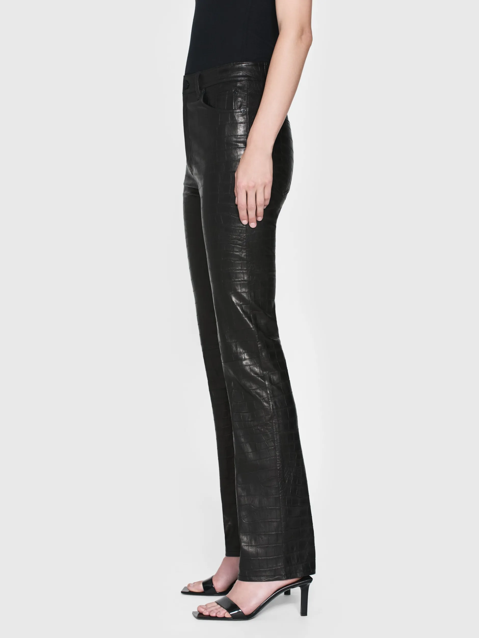 FRAME The Leather Ruler in Black Croc<Women Leather & Suede|Pants