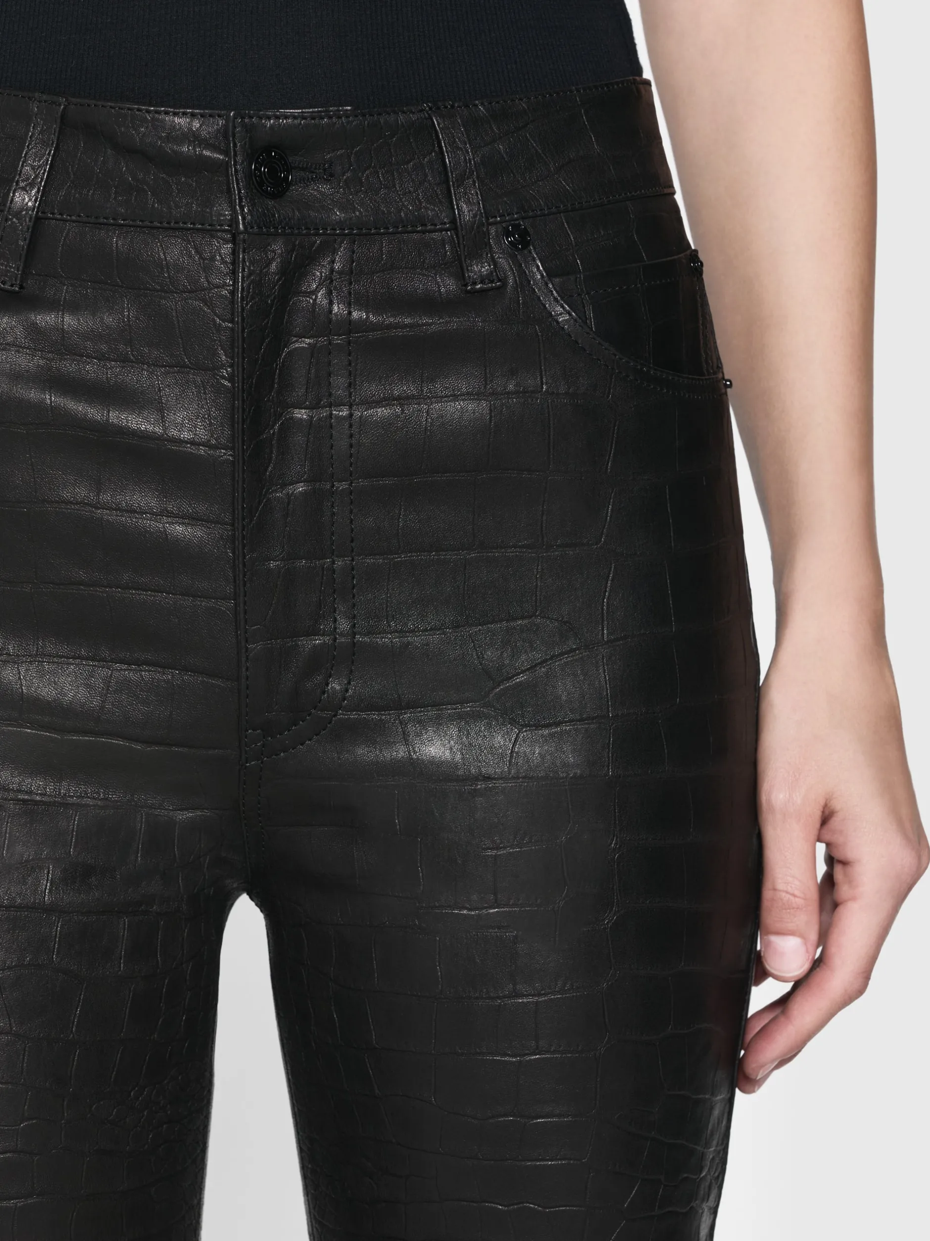 FRAME The Leather Ruler in Black Croc<Women Leather & Suede|Pants