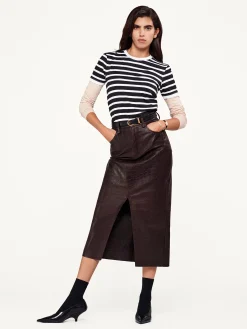 FRAME The Midaxi Leather Skirt in Espresso Croc<Women Leather & Suede|Skirts & Shorts