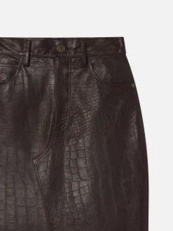 FRAME The Midaxi Leather Skirt in Espresso Croc<Women Leather & Suede|Skirts & Shorts