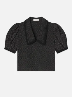 FRAME The Polka Dot Sailor Blouse in Black Multi<Women Tops & Blouses