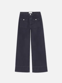 FRAME The 70's Patch Pocket Crop Straight in Washed Navy<Women Pants