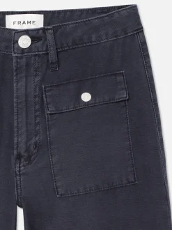 FRAME The 70's Patch Pocket Crop Straight in Washed Navy<Women Pants