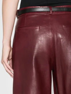 FRAME The Wide Leather Trouser in Syrah Red<Women Leather & Suede|Pants