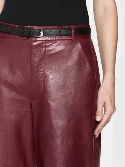 FRAME The Wide Leather Trouser in Syrah Red<Women Leather & Suede|Pants