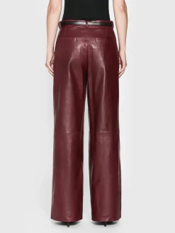 FRAME The Wide Leather Trouser in Syrah Red<Women Leather & Suede|Pants