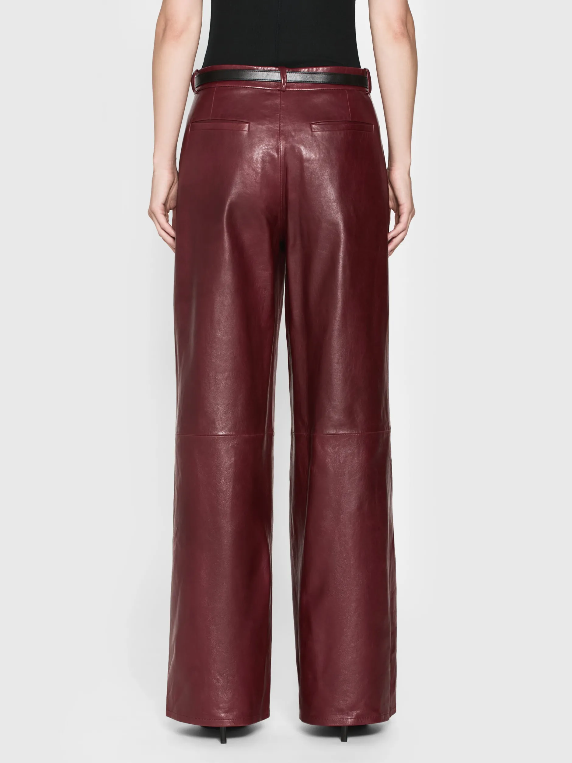 FRAME The Wide Leather Trouser in Syrah Red<Women Leather & Suede|Pants