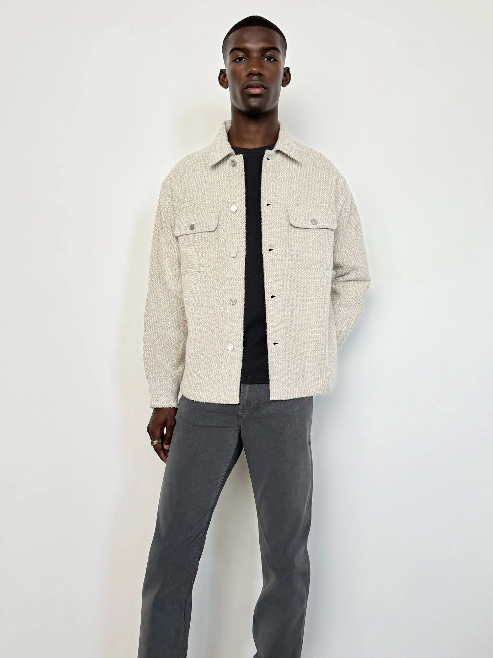 FRAME Tweed Overshirt Jacket in Dove Tweed< Jackets & Coats