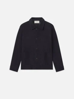 FRAME Unlined Suede Chore Coat in Dark Navy< Leather & Suede|Jackets & Coats