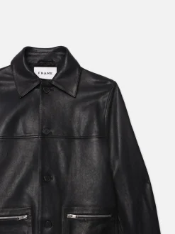 FRAME Utility Leather Jacket in< Leather & Suede|Jackets & Coats