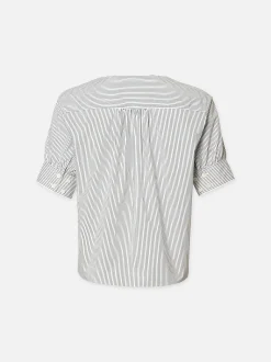 FRAME V-Neck Popover Top in Navy Multi<Women Tops & Blouses