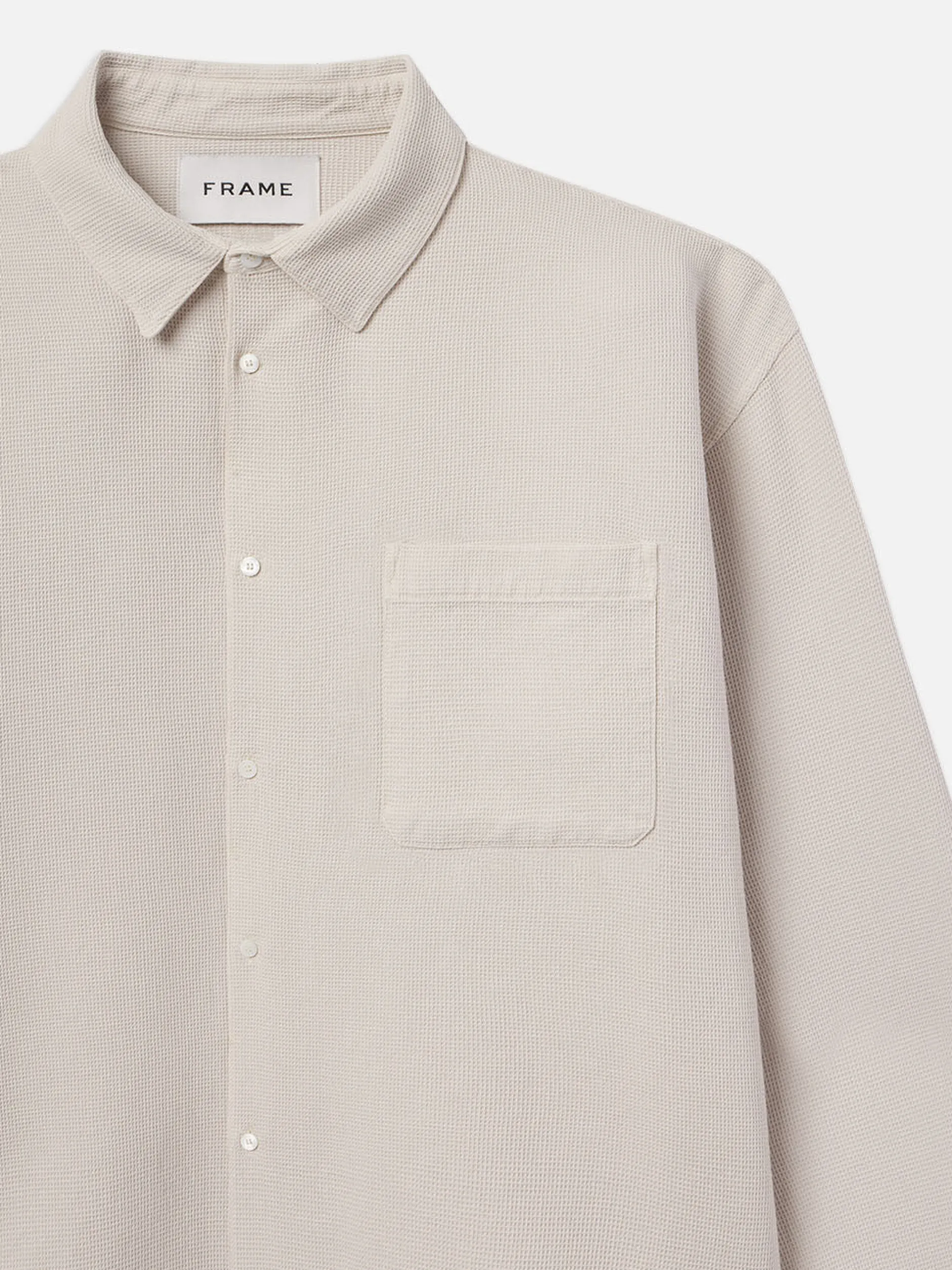 FRAME Waffle Textured Shirt in Off White< Shirts