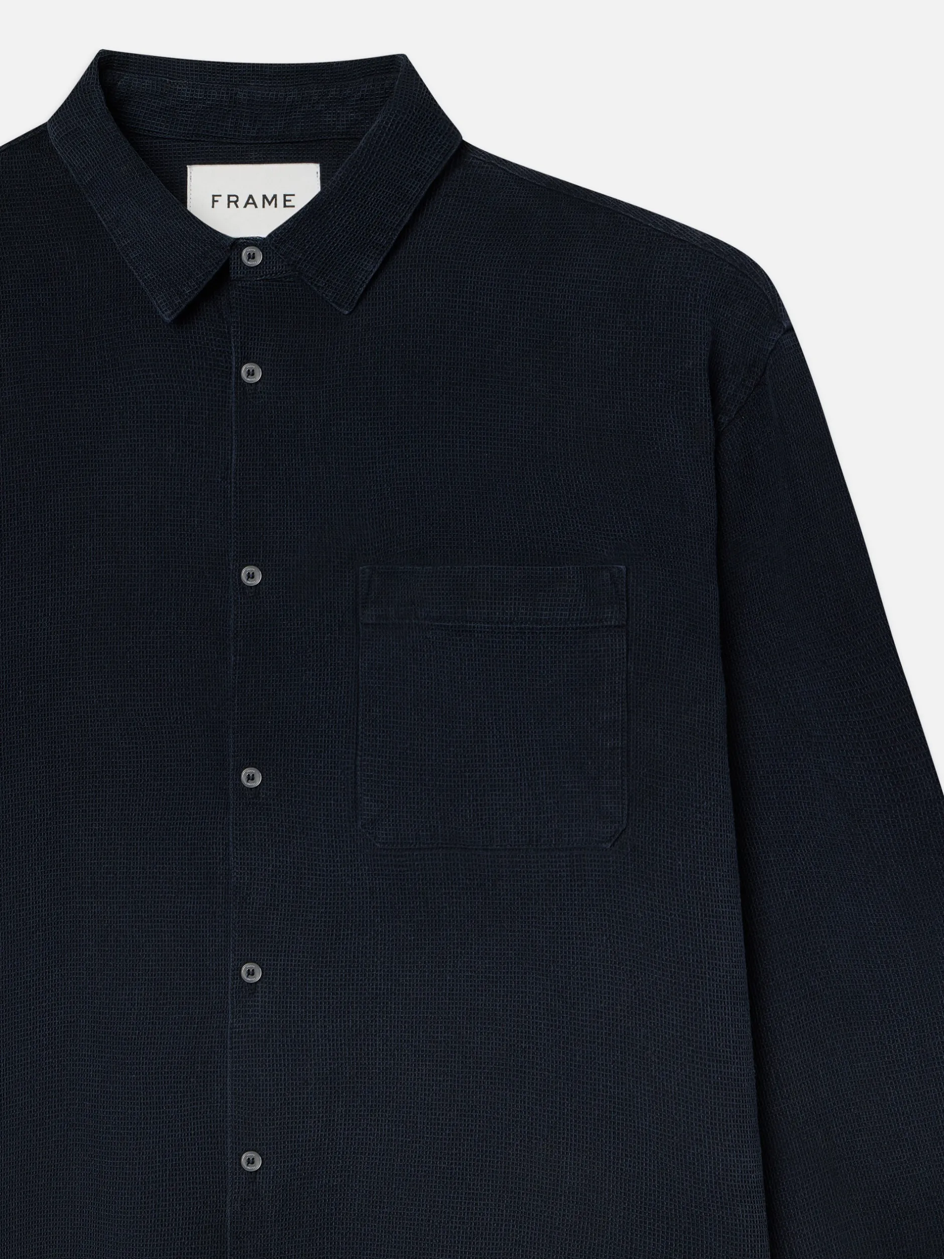 FRAME Waffle Textured Shirt in Dark Navy< Shirts
