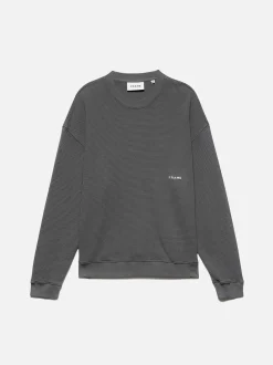 FRAME Waffle Textured Sweatshirt in Charcoal Grey< Sweaters & Hoodies