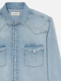 FRAME Western Denim Shirt in< Denim Shirts|Shirts