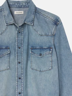 FRAME Western Denim Shirt in< Denim Shirts|Shirts
