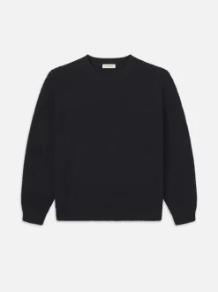 FRAME Wool Cashmere Textured Sweater in Dark Navy< Sweaters & Hoodies