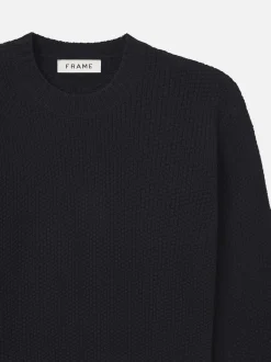 FRAME Wool Cashmere Textured Sweater in Dark Navy< Sweaters & Hoodies